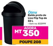 Otima Balde preto de Lixo Flip Top de 50L (833999)