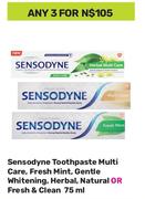 Sensodyne Toothpaste Multi Care, Fresh Mint,Gentle Whitening-For Any 3 x 75ml 