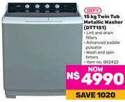 Defy 15Kg Twin Tub Metallic Washer DTT151