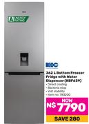 KIC 362L Bottom Freezer Fridge With Water Dispenser KBF639