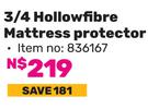 Always Home 3/4 Hollow Fibre Mattress Protector