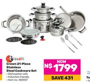 Tissolli Crown 21 Piece Stainless Steel Cookware Set-Per Set