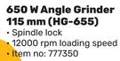 Ryobi 650W Angle Grinder 115mm HG-655-Each