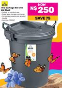 Big Jim 70L Garbage Bin With Lid Black