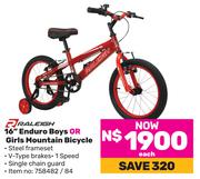 Raleigh 16" Enduro Boys Or Girls Mountain Bicycle-Each