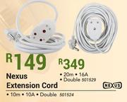 Nexus 10m 10A Double Extension Cord