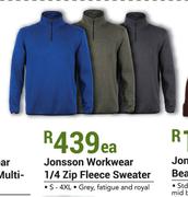 Jonsson Workwear 1/4 Zip Fleece Sweater-Each