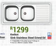 Kwikot Sink Stainless Steel D/End SD-1160 x 500