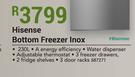 Hisense 230Ltr Bottom Freezer Inox