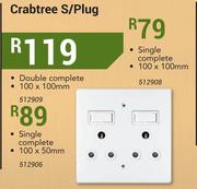 Crabtree S/Plug Double Complete 100x100mm