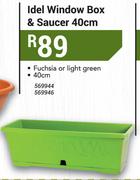 Idel 40cm Window Box & Saucer In Fuchsia Or Light Green