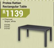 Protea Rattan Rectangular Table In Charcoal/Taupe Or White