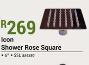 Icon Shower Rose Square 6" SSL