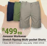Jonsson Workwear Stretch Ripstop Multi Pocket Shorts-Each