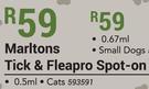 Marltons Tick & Fleapro  Spot On For Cats-0.5ml