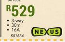 Nexus 16A Extension 30m Reel 3-Way
