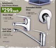 Splashworks Icon Pisces Mixers Basin Mixer/Deck Type Sink Mixer/Concealed Shower Mixer-Each