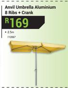 Anvil Umbrella Aluminium 8 Ribs+Crank 2.5m