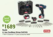 Ryobi Li-Ion Cordless Driver Drill Kit