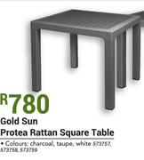 Gold Sun Protea Rattan Square Table