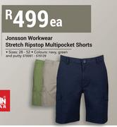 Jonsson Workwear Stretch Ripstop Multipocket Shorts-Each