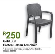 Gold Sun Protea Rattan Armchair