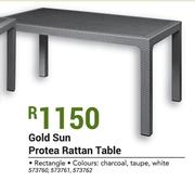 Gold Sun Protea Rattan Table