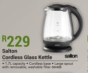 Salton 1.7Ltr Cordless Glass Kettle