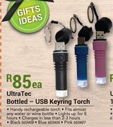 UltraTec Bottled-USB Keyring Torch-Each