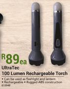 UltraTec 100 Lumen Rechargeable Torch-Each
