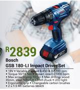 Bosch 18V Impact Driver Set GSB 180-LI
