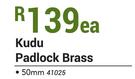 Kudu Padlock Brass 50mm-Each