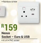 Nexus Socket-Euro & USB 4 x 4 PVC