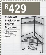 Steelcraft Black Corner Shower Organiser