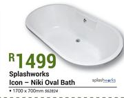 Splashworks Icon Niki Oval Bath 1700 x 700mm