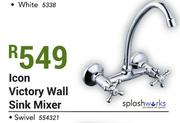 Splashworks Icon Victory Wall Sink Mixer Swivel