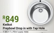 Kwikot Prepbowl Drop In With Tap Hole 485