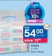Clicks 3x80 Baby Wipes-Per Pack