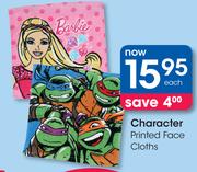 Character Printed Face Cloths-Each
