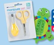 Clicks Baby Bath Thermometer Turtle Or Manicure Set-Per Set
