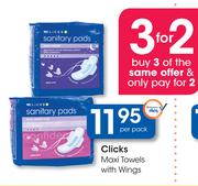 Clicks Maxi Towels With Wings-Per Pack