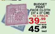 Budget Print Face Cloth (37 x 37cm)-10 x Pack