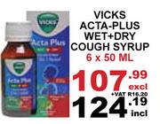 Vicks Acta Plus Wet Dry Cough Syrup-6 x 50ml