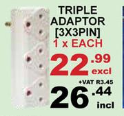 Triple Adaptor 3 x 3 Pin-1 x Each