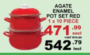 Agate Enamel Pot Set Red-1 x 10 Piece