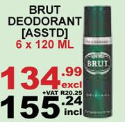 Brut Deodorant Asst-6 x 120ml