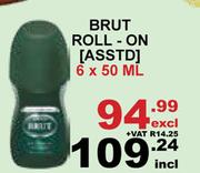 Brut Roll On Asst-6 x 50ml
