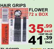 Hair Grips Flower-72 x Box