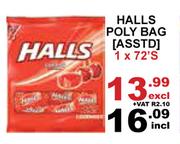 Halls Poly Bag Asst-1 x 72's
