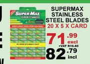 Supermax Stainless Steel Blades-20 x 5 x Card